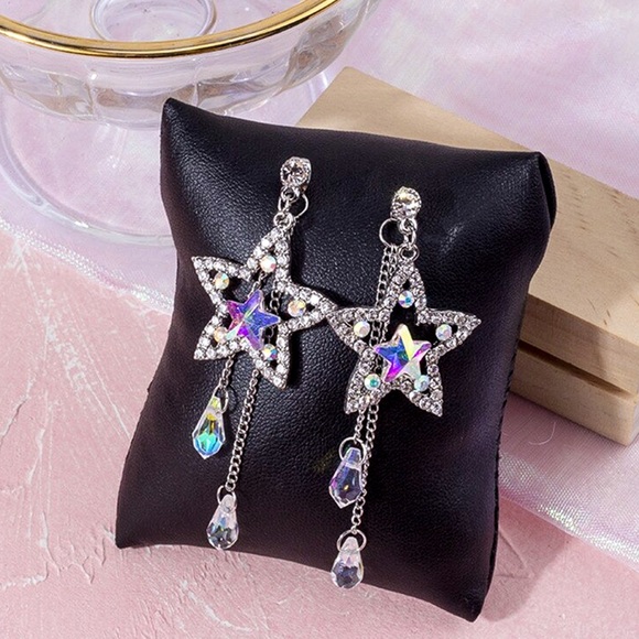 Jewelry - Silver Star Studs w/Jacket Earrings